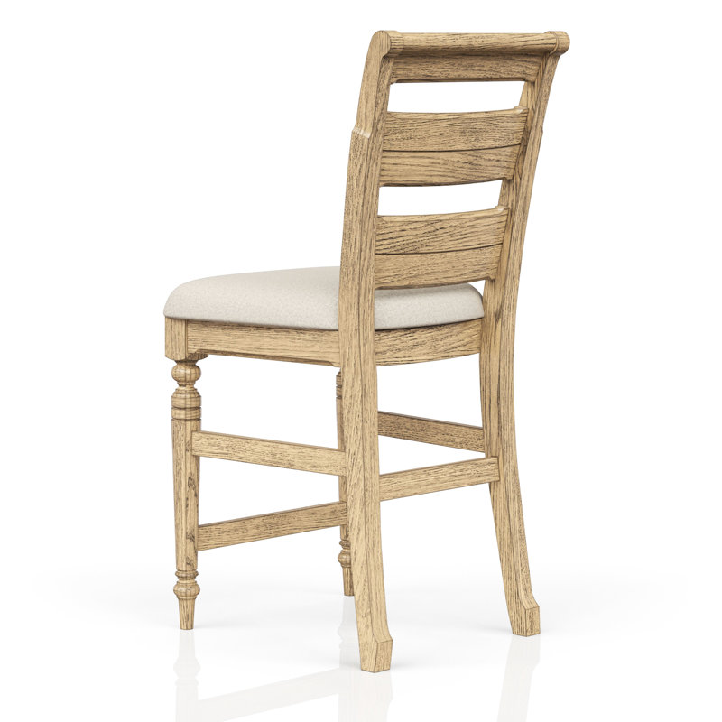Tabouret de comptoir à dossier avec finition, siège rembourré et pieds élégants tournés, 19,96 po de profondeur, 43,35 po de hauteur pour le comptoir, avec repose-pieds, profondeur