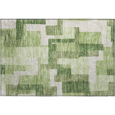 Premium Machine Washable Lisse Green Rug