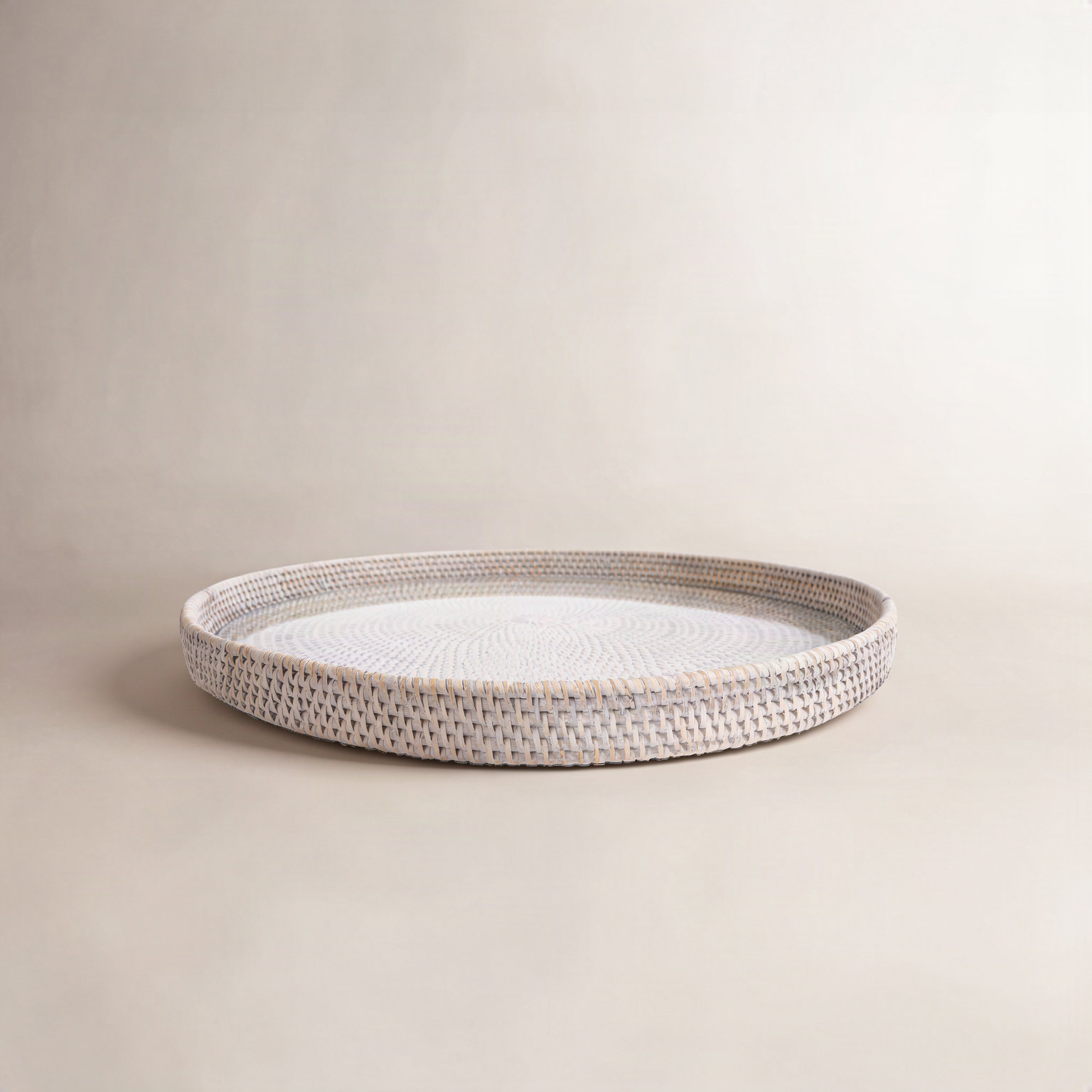 Glass Decorative Tray, 16" W x 16" D x 1.5" H, Whitewash
