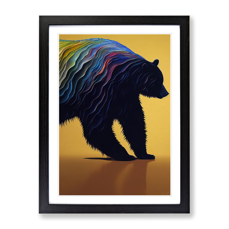 Mighty Bear Abstract - Framed Print, Black, 64cm H x 46cm W