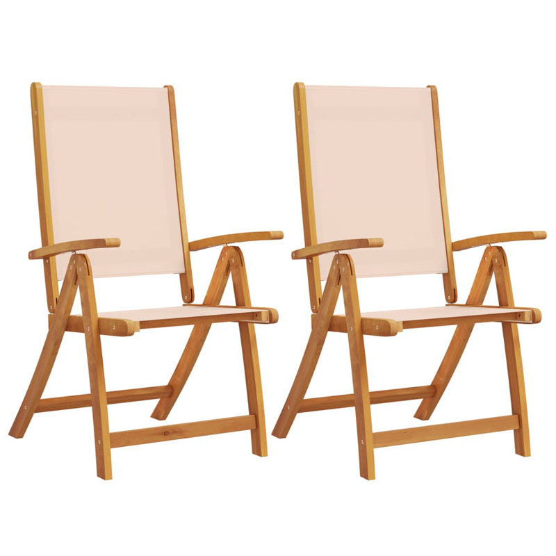 25-4 Sling Garden Chair With Cushion Folding Chair Set, Cream coloured