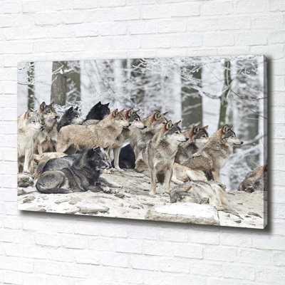 Wolves In The Winter - Wrapped Canvas Print