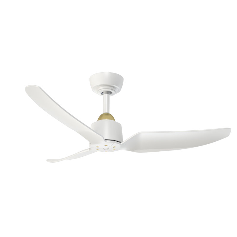 Ventilateur de plafond Hugo, Or brossé / blanc mat, Blanc mat, 42 po de largeur