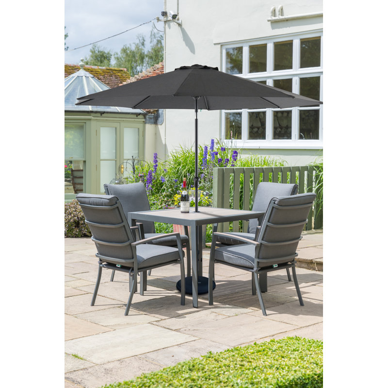 4 - Person Wicker Patio Dining Set with Square Table , Cushions Included