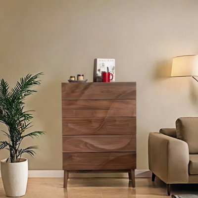 Commode à cinq tiroirs Walnut Wave