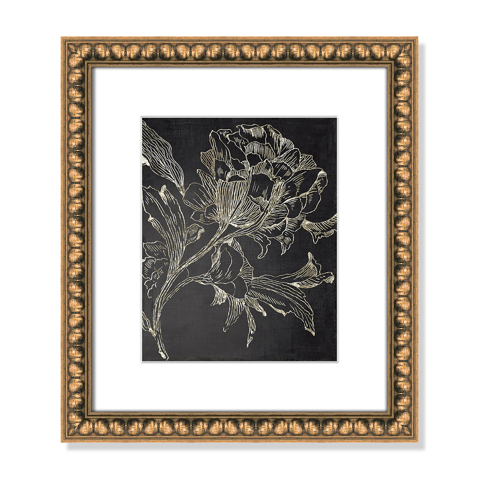 Gold Bead Framed, 16" H x 14" W