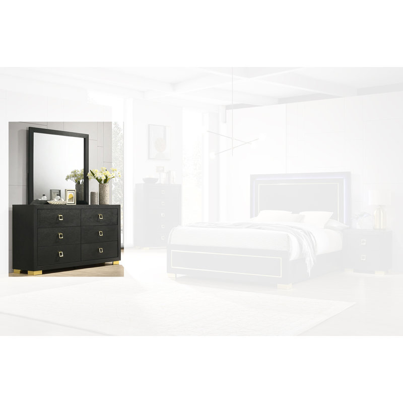 Commode 6 tiroirs avec miroir Rizo