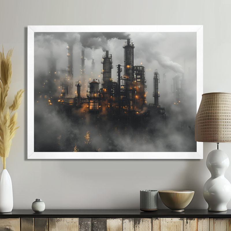 Gris - Fabrication industrielle - Usine, impression d'art mural, Toile encadrée blanche avec une seule photo