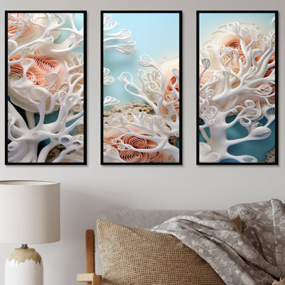 «Pink Basket Starfish Underwater Elegance», ensemble de reproductions d'art mural corail