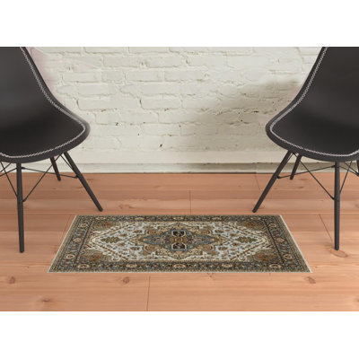 Tapis beige / bleu ciel Hovis