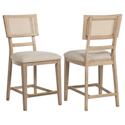Kathlina Sophisticated Style - Kathlina Radio Weave Cane Counter Dining Side Chair Beige Oak