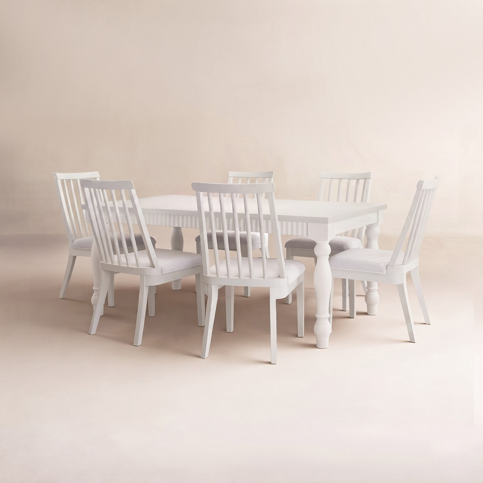 Pearce Dining Table Set with Removable Leaf, White, 7 Pieces: Table, 6 Chairs