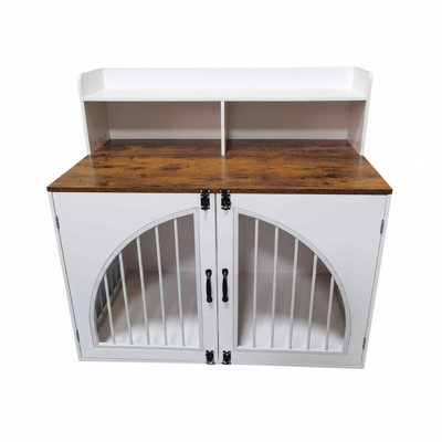 Grands meubles pour cage de chien, chenil d'intérieur en bois avec tiroirs et tablettes de rangement