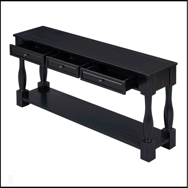 Console de style méditerranéen de 63 pouces de long avec tiroirs et tablette pour le hall d'entrée, le couloir et le salon