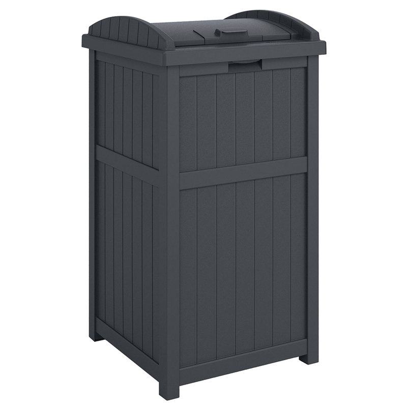 Resin Manual Lift Outdoor Trash/Recycling Bins, 30 Gallon, Cyberspace