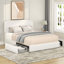Grand lit plateforme tapissier ivoire