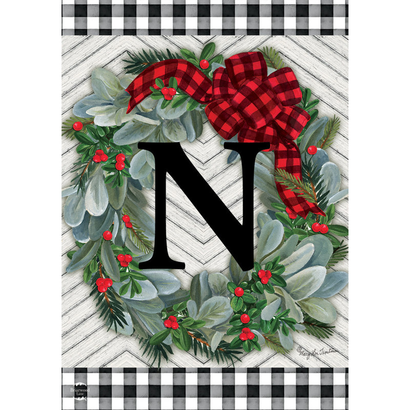 Hiver, couronne, monogramme, lettre N, drapeau du jardin