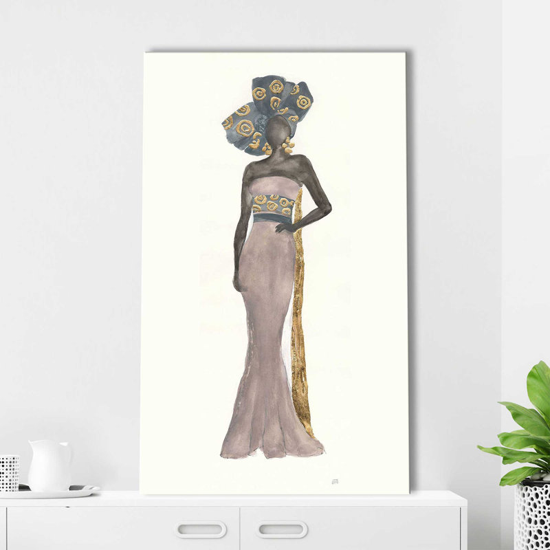 «Global Fashion II» par Chris Paschke - Peinture, H 30 po x l 18 po x P 1 po, Toile tendue