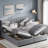 Platform Bed Upholstered Platform Bed Included Two Twin Size Beds, Hydraulic Storage Systems And Vertical Stripe Headboard-107402885