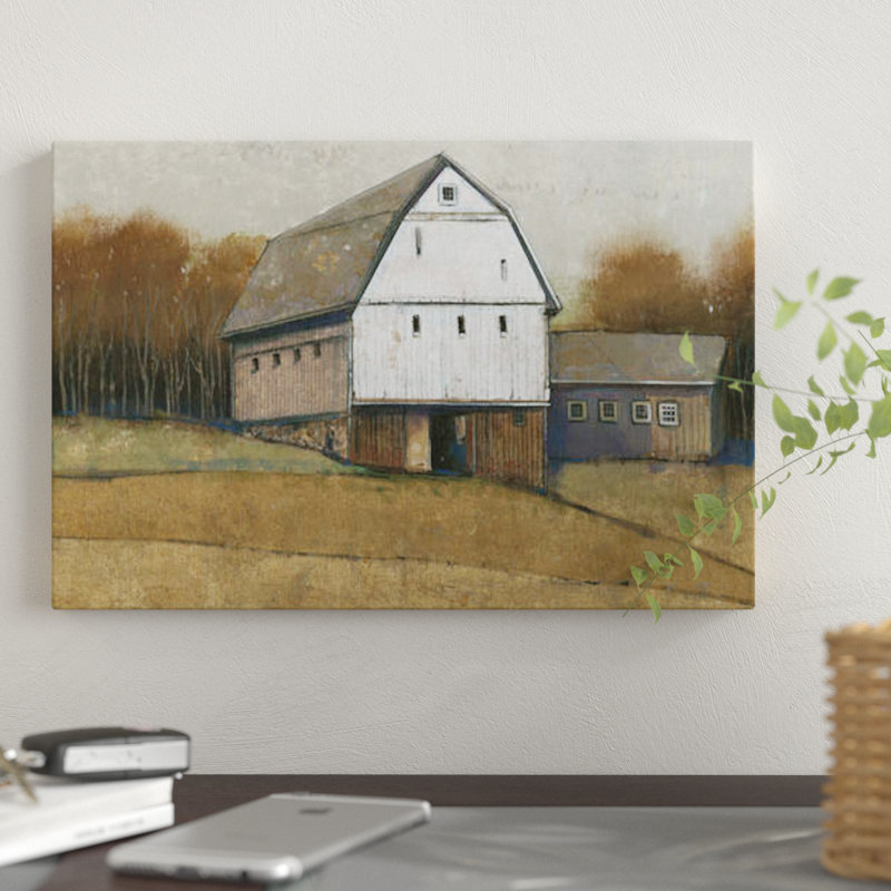 «White Barn View II» par Timothy O 'Toole, reproduction d'art sur toile tendue, H 26 po x l 40 po x P 1,5 po, Toile tendue