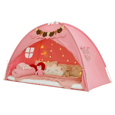 Tente pour lit simple, tente pour lit superposé, tentes pour lit simple avec lumières et drapeaux, tente de sommeil respirante