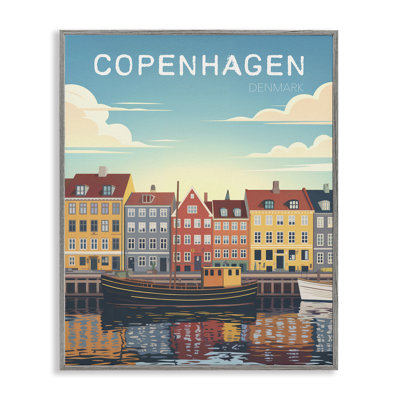 Paysage urbain de Copenhague avec rivière, estampe numérique, design par Andreas Magnusson