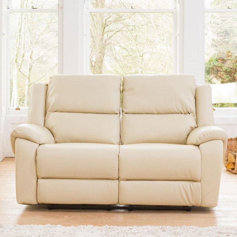 Jerrious 162cm Wide Faux Leather Standard Recliner, Cream