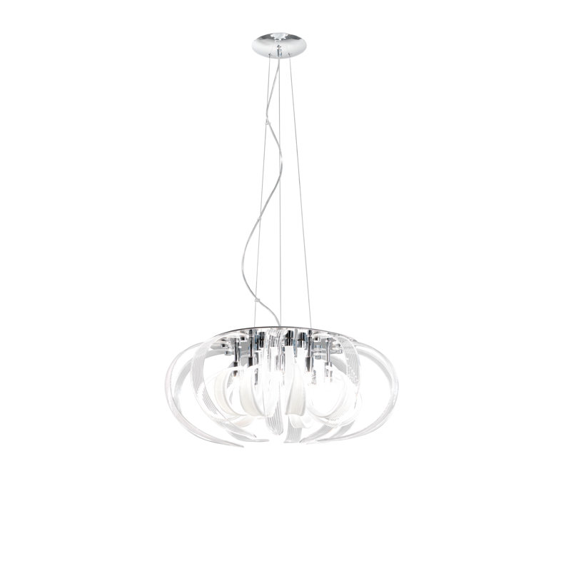 Willett 14 - Light White/Transparent Geometric Pendant, 50 - 160cm H x 70cm W