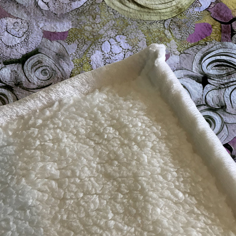 Throw Blanket, 68" W x 80" L, Floral/Abstract, Yellow/Purple/White