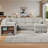 U-shaped Corduroy Sectional Sofa Bed Pull Out Sleeper with Large Storage Chaise and Armrest Storage-1972663576