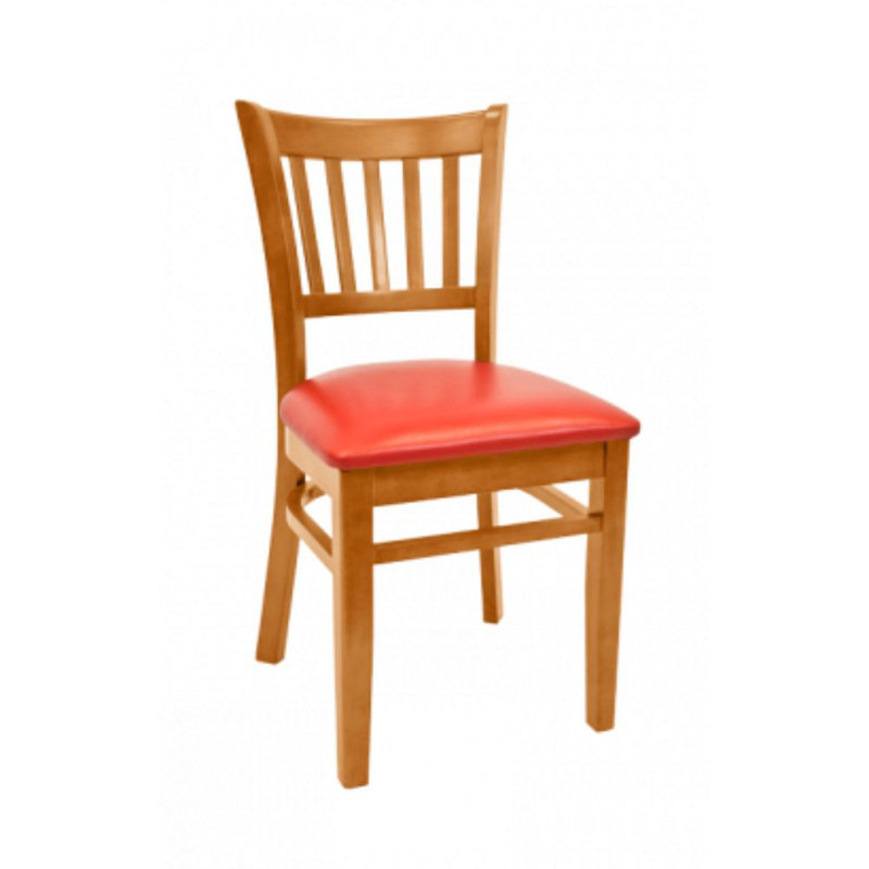 Chaise d'appoint à dossier en lattes, Rouge, Acajou foncé