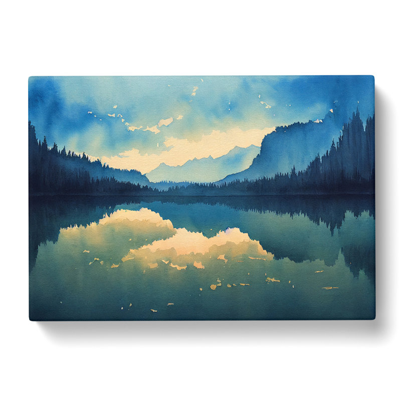 Watercolour Forest Lake Vol.6 - Wrapped Canvas, 35cm H x 50cm W x 3cm D