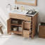 Meuble-lavabo de 36 po avec structure en bois massif, 2 portes à fermeture douce, 3 tiroirs, lavabo en céramique, tablette réglable pour cadre compact, petits espaces de bain