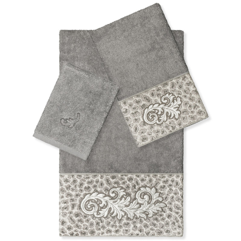 April 3 Piece Turkish Cotton Towel Set, Dark Gray