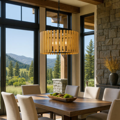 Suratto Pendant - 30"W x 23.25"H - Matte Black/Honey Blonde