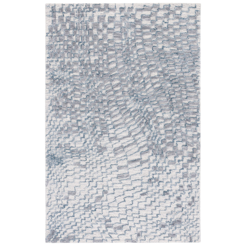 Metro Hand Tufted Wool/Cotton Abstract Rug in Gray, Rectangle 8' x 10'
