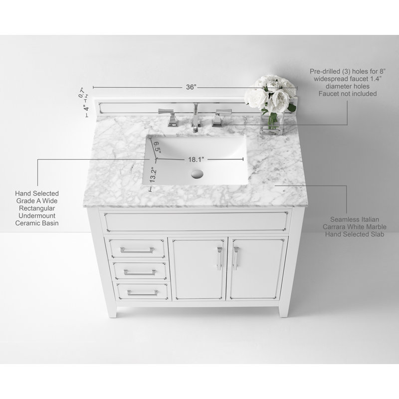 Aspen 36'' W Single Vanity, Chrome, .White