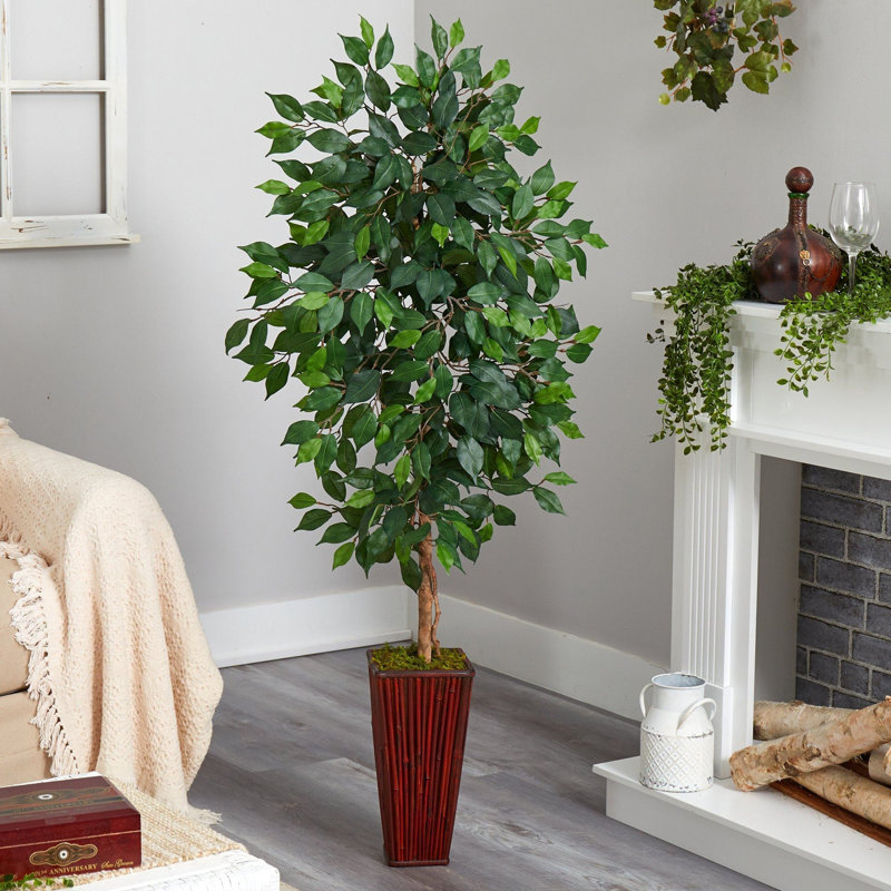 Ficus Artificial Tree in Bamboo Planter