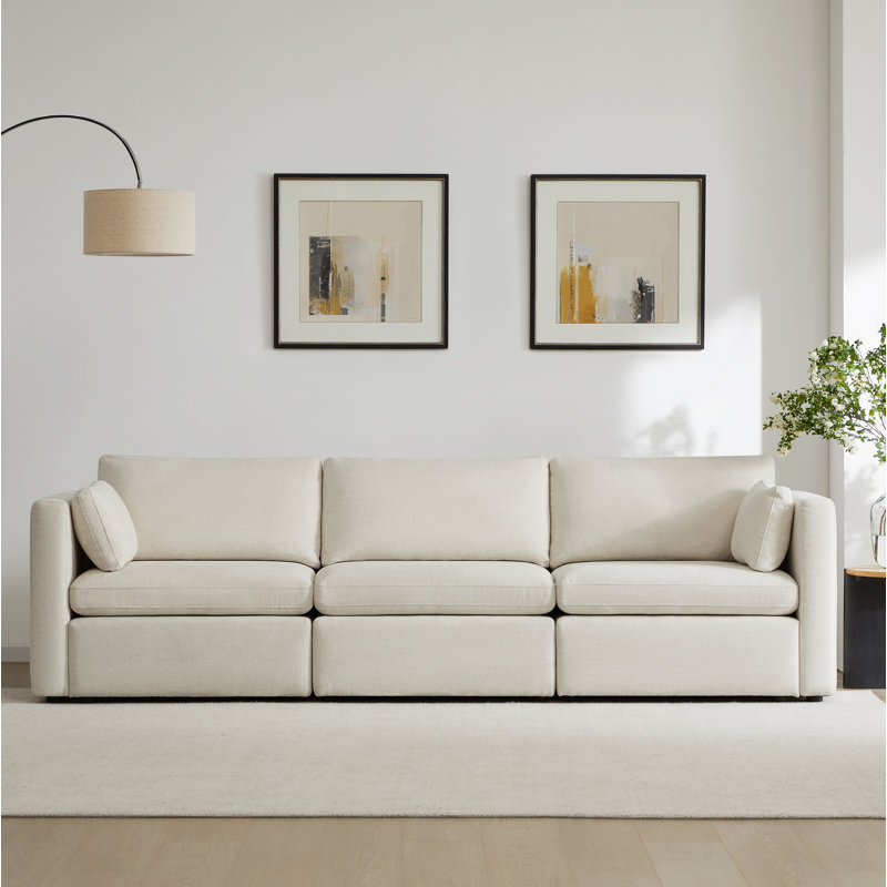 Winfree 3- Piece 112.6" Upholstered Modular Sofa, Ivory