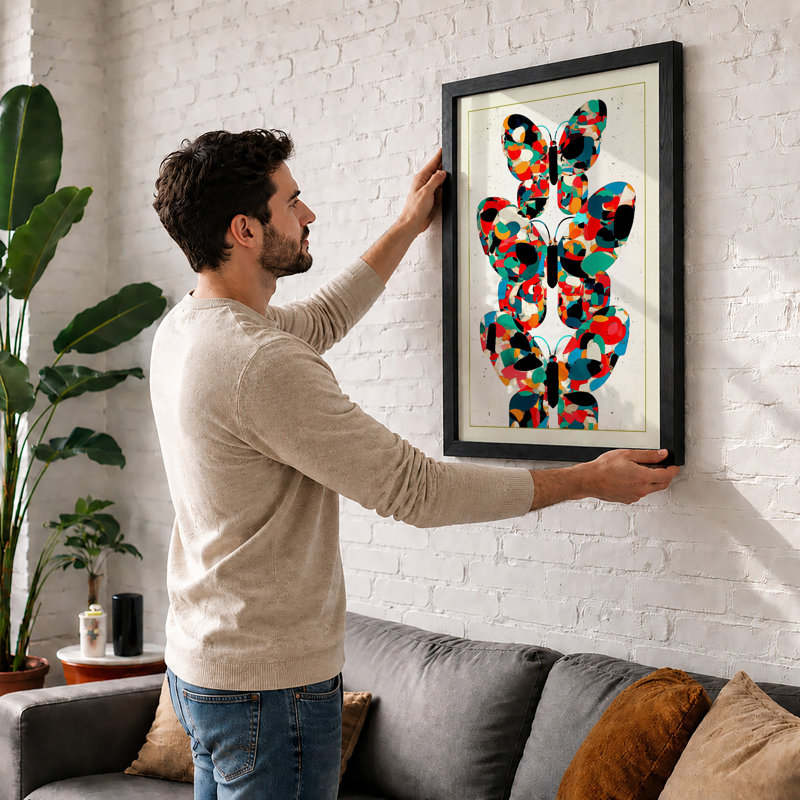 Butterfly Totem Modern - Print, A4 - 29.7 x 21.0 cm, Walnut