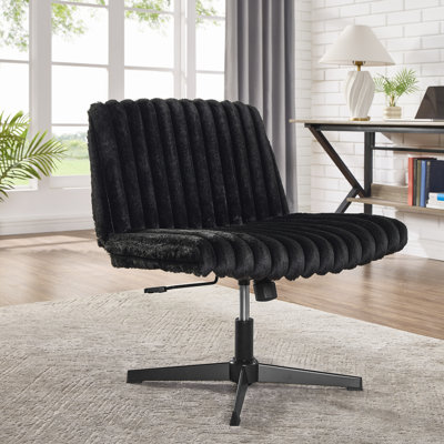 Blynn Adjustable Swivel Criss Cross Chair, Wide Seat Office Chair Vanity Chair