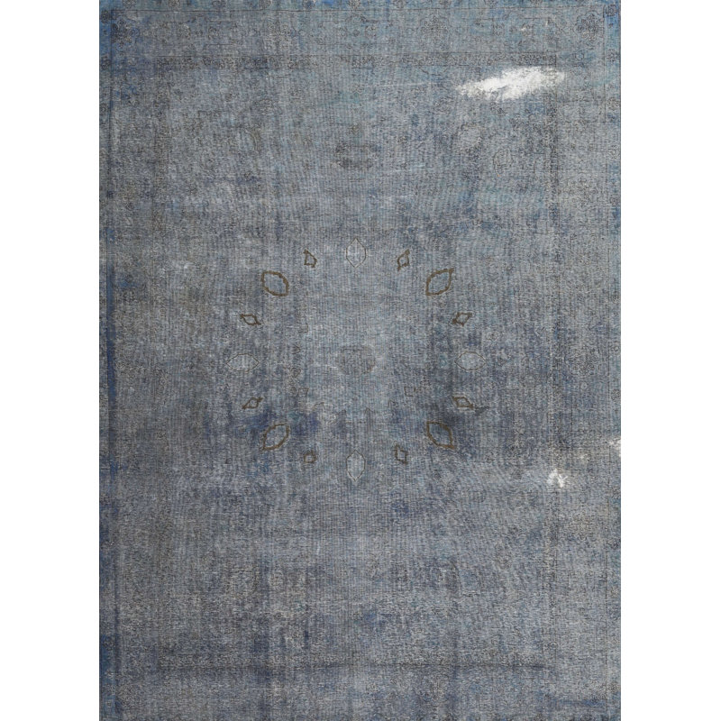 Tapis oriental gris / bleu en laine Shubert, Rond 7 pi