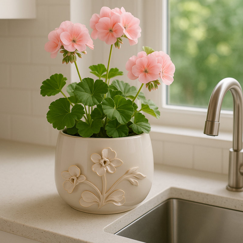 Decorative Ceramic Flower Planter for Patio, Living Room, and Office Decor - Cute Indoor and Outdoor Flower Pots for Home Decor, Ivory