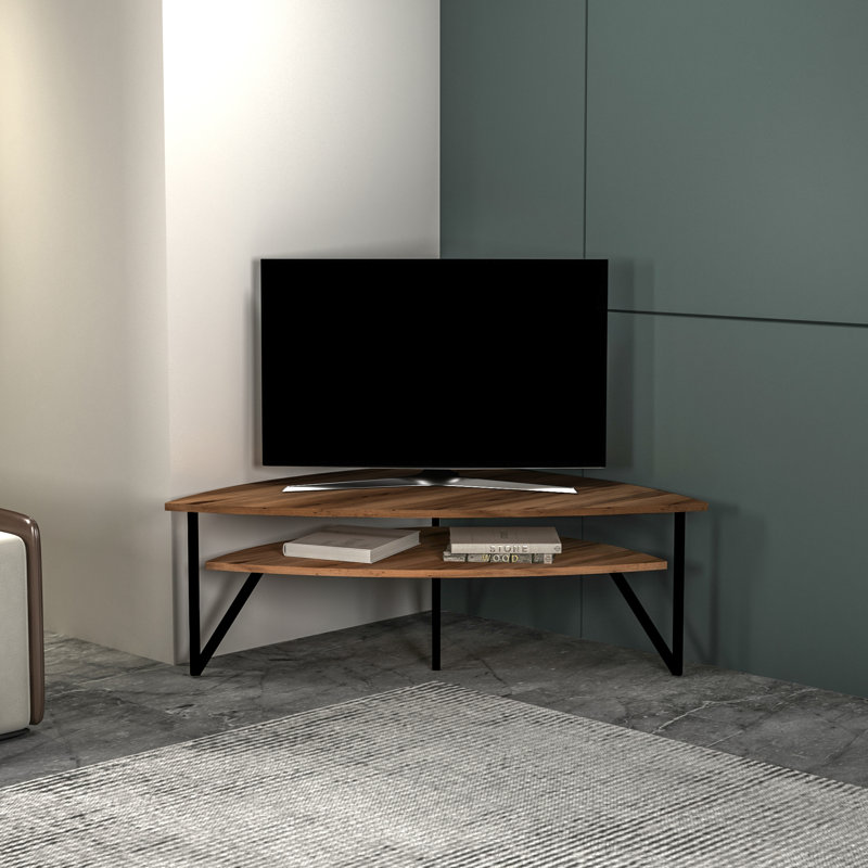 Addley Corner TV Stand for TVs up to 55", Light walnut