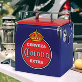 Corona Retro Ice Chest Beverage Cooler with Bottle Opener 13L (14 qt) 18 Can, Blue and Red