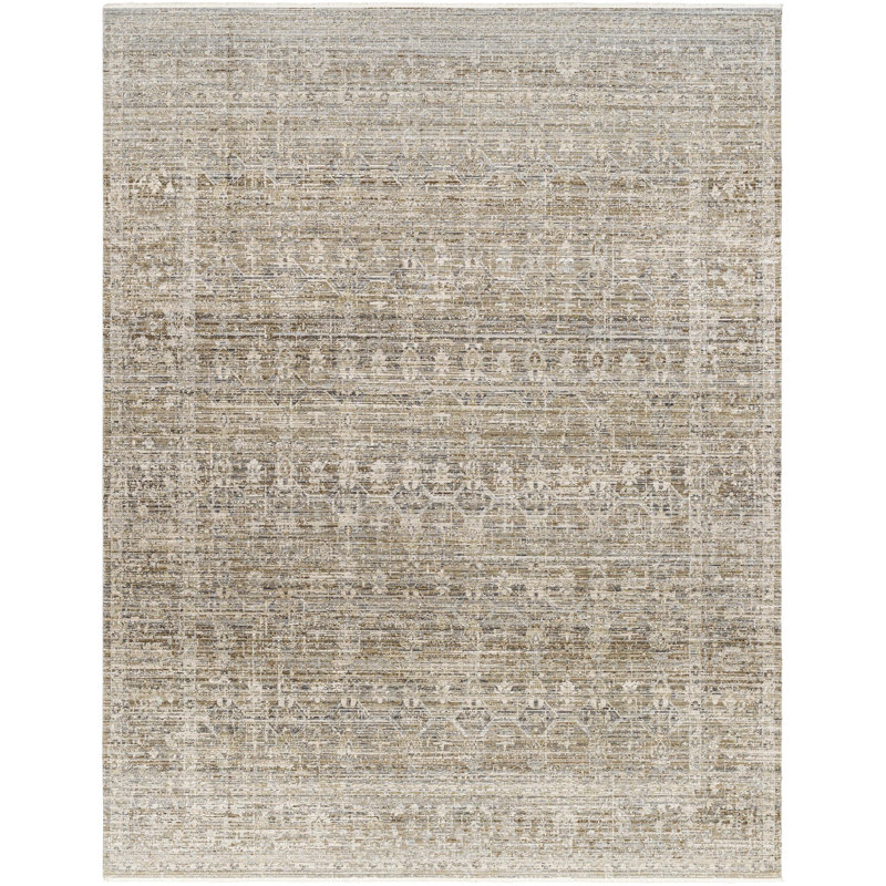 Margaret Gray and Brown Rectangular Washable Synthetic Rug