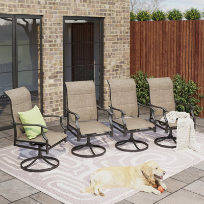 4pcs Swivel Patio Dining Chairs Sling Chairs