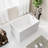 43-Inch Gloss White Acrylic Rectangle Freestanding Bathtub With  Pedestal, Equipped With Chrome Overflow And Pop-Up Drain