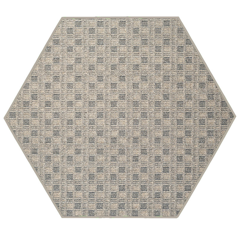 Tapis abstrait couleur d'intérieur / extérieur à motif commercial abstrait beige, Hexagone 4 pi