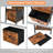 43" Industrial Sideboard With 4 Fabric Drawer & Usb Charge Station, Led Light, Rustic Wood And Black Metal Storage Bookcase,  Wide Freestanding Display Unit